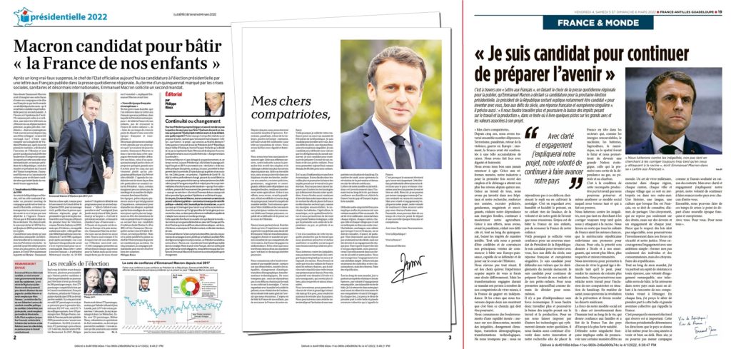 Une lettre de déclaration profiteuse pour le président-candidat