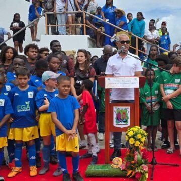 Jean Dartron, président de la Ligue guadeloupéenne de football, photographié le 22 février à Marie-Galante lors de l’inauguration du stade Willy Larney. FB Ligue Guadeloupéenne de Football Jean Dartron, président de la Ligue guadeloupéenne de football, photographié le 22 février à Marie-Galante lors de l’inauguration du stade Willy Larney. FB Ligue Guadeloupéenne de Football