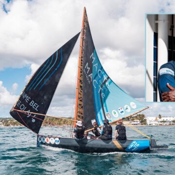 Novembre 2022. 1ère édition du Trophée des Saintoises, Route du Rhum - Destination Guadeloupe. Photomontage embarcation Macte an nou, en médaillon Carl Chipotel, président de l’Anasa. Novembre 2022. 1ère édition du Trophée des Saintoises, Route du Rhum - Destination Guadeloupe. Photomontage embarcation Macte an nou, en médaillon Carl Chipotel, président de l’Anasa.